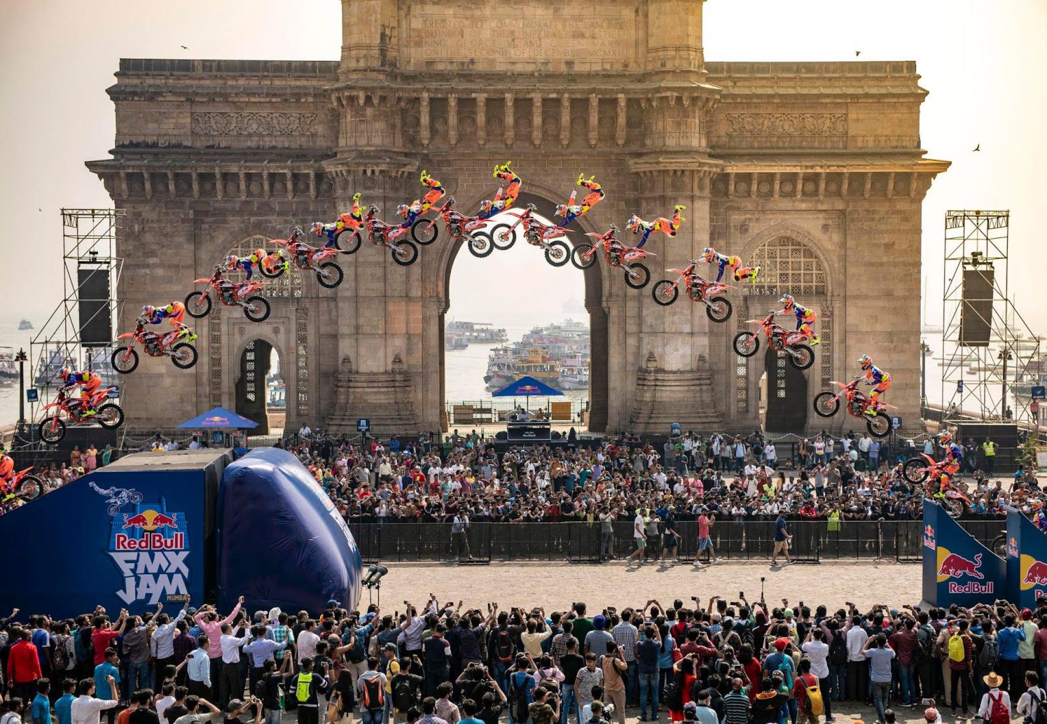 Red Bull FMX Jam: Six Motocross athletes perform death defying stunts against an iconic backdrop